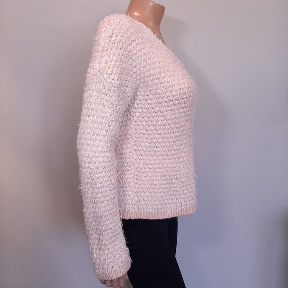 SILVIAN HEACH Denim Fuzzy Peach Knit Vneck Sweater - Picture 4 of 10